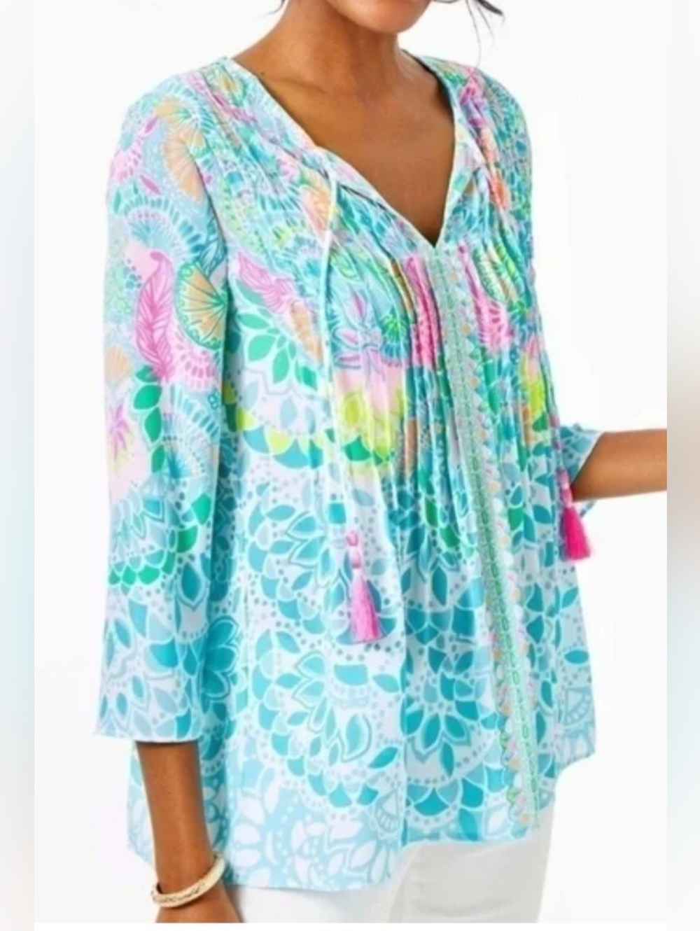 Lilly Pulitzer Marilina Tunic Shirt Blouse EUC Size XL Resortwear